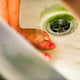 Close-up of dirty feet in bathroom