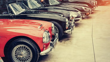 retro car stand inside the exhibition