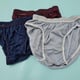 Men's underpants in red, blue and gray made of thread