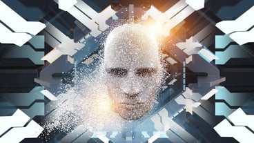 Virtual reality and artificial intelligence concept. Mixed media