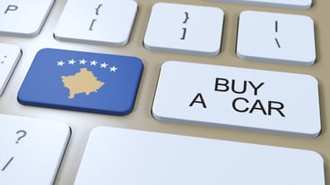 Kosovo Country National Flag and Button with Buy a Car Text 3D Illustration