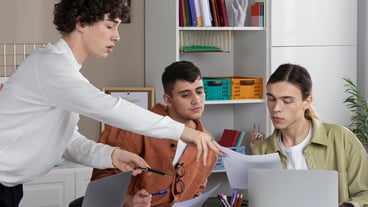 Mid-level people working together
