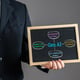 Gen AI in Business Man holds a tablet with a Gen AI transcript