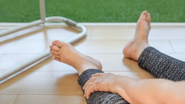 Elderly woman falling down at home ,hearth attack.