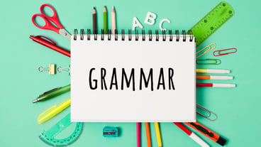 Notebook with grammar word and school suplies