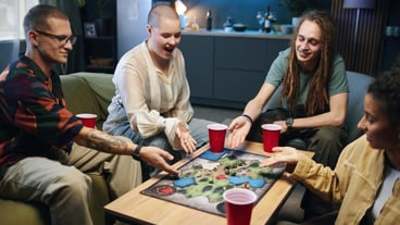 Friends enjoy leisure time at home