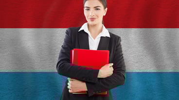 Young Woman with red notebook Education or business concept