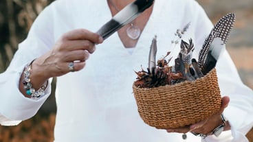 Shaman Working with Feathers