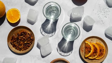 View of mexican sotol drink in glasses