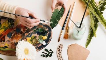 High angle artistic painting creation