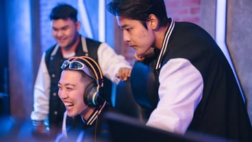 Asian eSports team competing in an eSports tournament