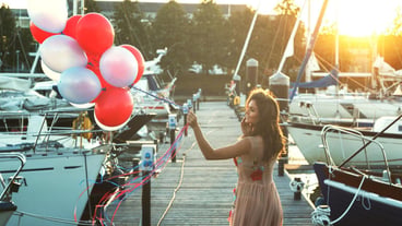 Woman with balloons
