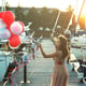 Woman with balloons