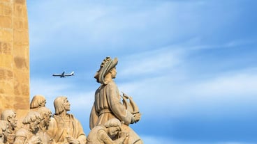 Limestone Monument to the Discoveries with Henry the Navigator holding a ship