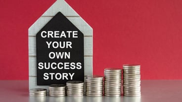 Concept words Create your own success story on a black board