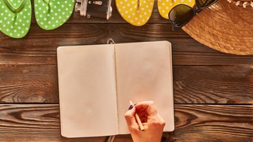 Woman planning a beach trip