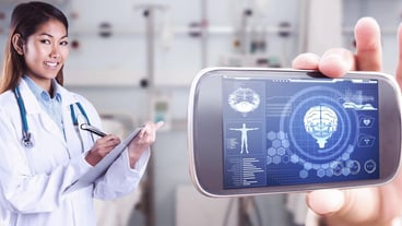 Composite image of asian doctor writing on files