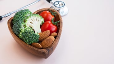 Healthy food for heart on light background.
