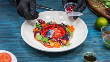 High angle view of food served on table