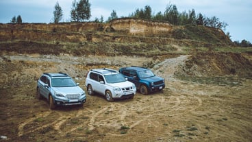 Suv car travel concept by dirty road