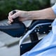 Asian senior woman patient on electric wheelchair with remote control at hospital healthy strong medical concept