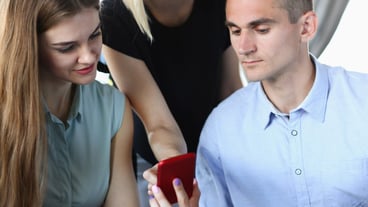 Group of people communicating in a cafe