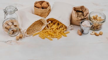 High display of different pantry products