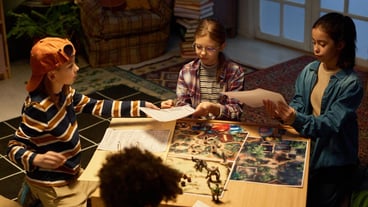 Group of children preparing for game