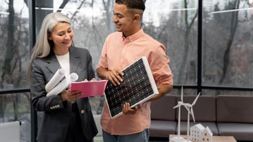 Business person planning for alternative energies