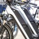Close-up of bicycles in parking lot