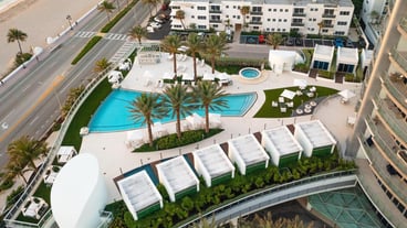 Aerial drone photoshoot Footage commercial area luxury houses buildings and mansions
