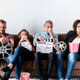 Group of friends watching a drama film