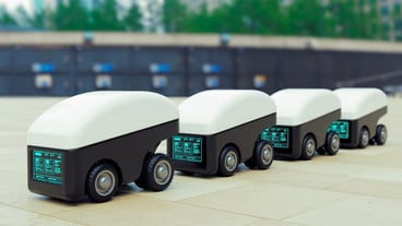 Delivery robot car fleet, intelligent automaton vehicle for the delivery of food and products.