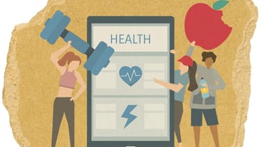 Png paper stickers for a healthy lifestyle, exercise, transparent background