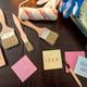 Laptop and color palette brush and gloves for your design home at office