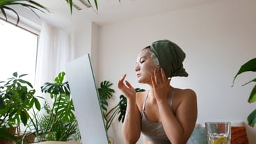 Medium shot woman practicing selfcare