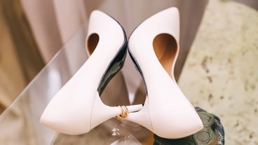 Wedding shoes gold rings on a beautiful background wedding ceremony gathering bride and groom Mr and Mrs young family happy day love and forever together love storry