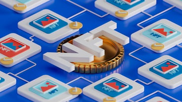 3d 렌더링 개념 NFT 또는 대체 불가능한 토큰 및 디지털 아트웍
