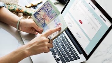 Woman booking ticket online