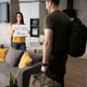 Long-distance relationship couple reunion