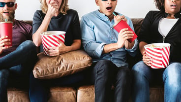 Group of friends watching movie