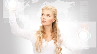 Image of businesswoman working with touch screen