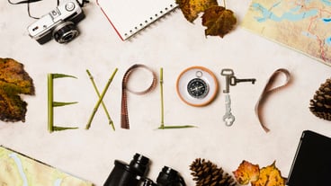 Top view explore typography