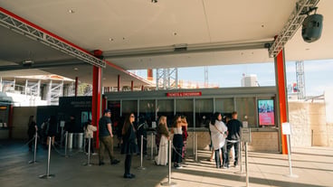 LOS ANGELES SEP 2022 Wide shot of the courtyard at LACMA the Los Angeles County Museum of Art