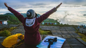 Women asians travel relax in the holiday. Photograph landscape on the Moutain.Thailand
