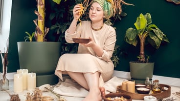 Healer. Ayurvedic healer dealing with natural ingridients and looking busy