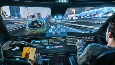 QuotAutonomous Car Interior with Relaxed Passengersquot