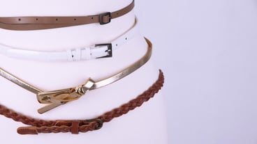 Straps on mannequin on grey background closeup
