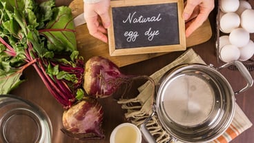 Dyeing Easter eggs with natural dye colors.