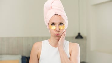 feeling bored frustrated and sleepy after a tiresome beauty treatment concept